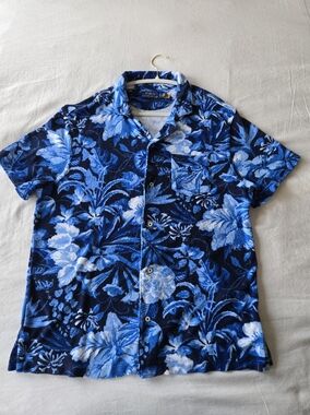 Polo Ralph Lauren Floral Cotton Terry Camp Shirt, Blue, Size L